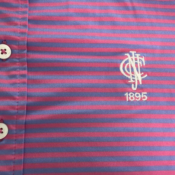 RLX Ralph Lauren Golf Polo Mens Large Striped Pink Blue Performance Shirt Logo - Picture 4 of 9